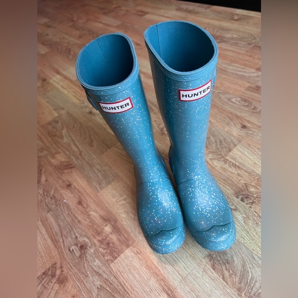 Hunter Other - Hunter Teal Glitter Kids Boots size 3